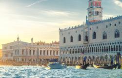 Venice cityscape with gondolas