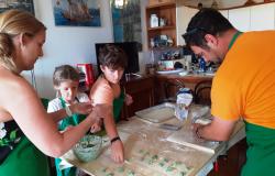 Family at work making Pansotti