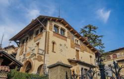 Architectural details of building in Coppedè neighborhood in Rome