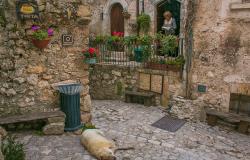 Picturesque street in Santo Stefano di Sessanio Abruzzo Italy