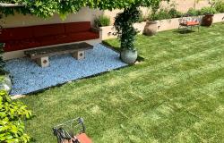 One of the many shaded sitting areas in the garden