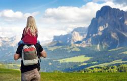 Father and daughter in Italian Alps