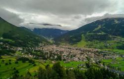 Aerial view of Bormio in Lombardy, Italy