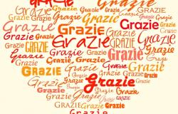 Heart with words "grazie"