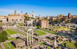 View of the Roman Forum in Rome Italy