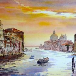 A classic view of the Grand Canal, Venice from the Accadamia Bridge. I’ve painted several watercolours on location from this view point. This is a studio production inspired by those studies.