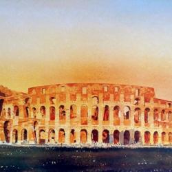 I painted several watercolours of Rome on location before embarking on this studio production bathed in the last rays of October sunlight.