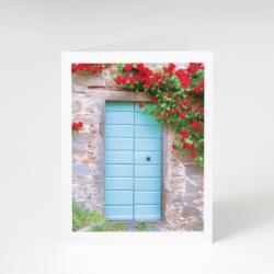 Greeting Card - Tuscan Door and Flowers, Italy
