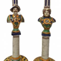 Bonechi Imports Sicilian Alessi Ceramiche Gendarme e Signora Candlestick, Set of 2 new photo