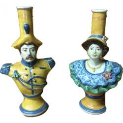 Bonechi Imports Sicilian Alessi Ceramiche Gendarme e Signora Candlestick, Set of 2 gallery
