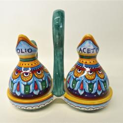 Bonechi Imports Deruta Ceramiche Sberna Antico Geometrico Oil and Vinegar Set gallery 2