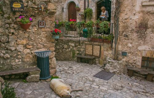 Picturesque street in Santo Stefano di Sessanio Abruzzo Italy