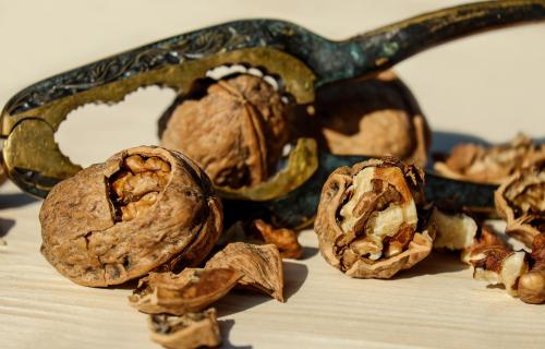 walnuts with vintage nut cracker