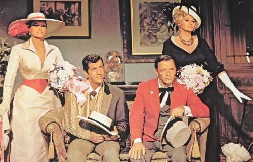 Dean Martin and Frank Sinatra with Ursula Andress and Anita Ekberg