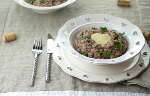 risotto in white bowl