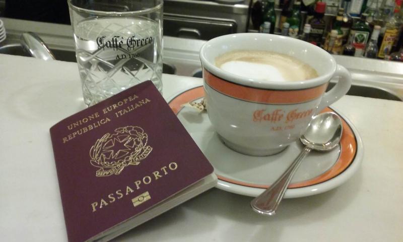 Cappuccino and Italian passport