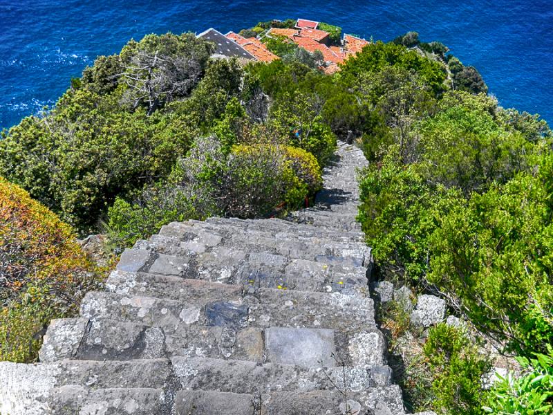 Staircase leading down to village of Monesteroli in Liguria 