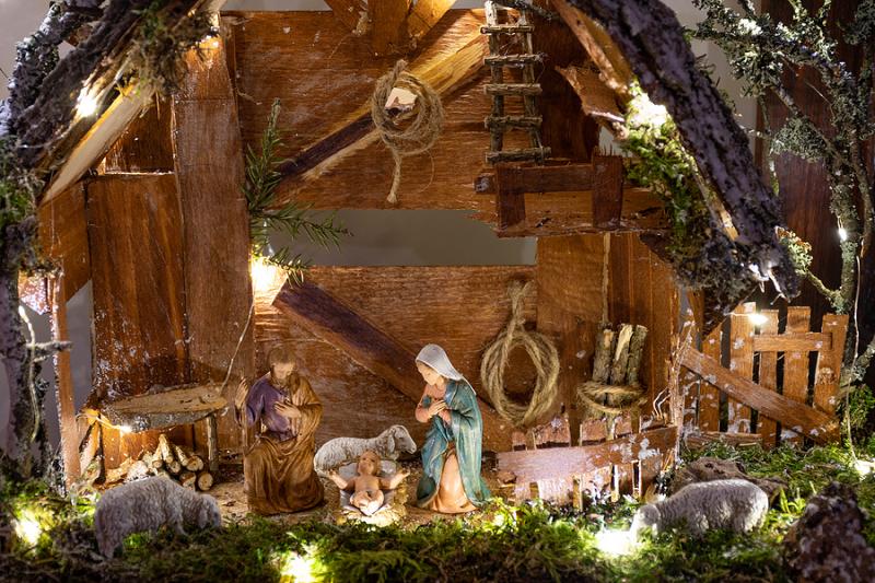 Beautiful nativity scene in Italy