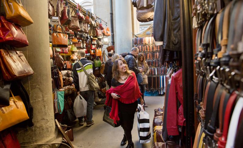 Susan Van Allen shopping in Florence