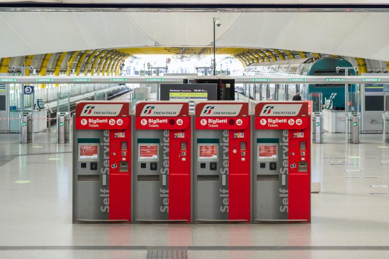 Train ticket machines at Fiumicino airport in Rome