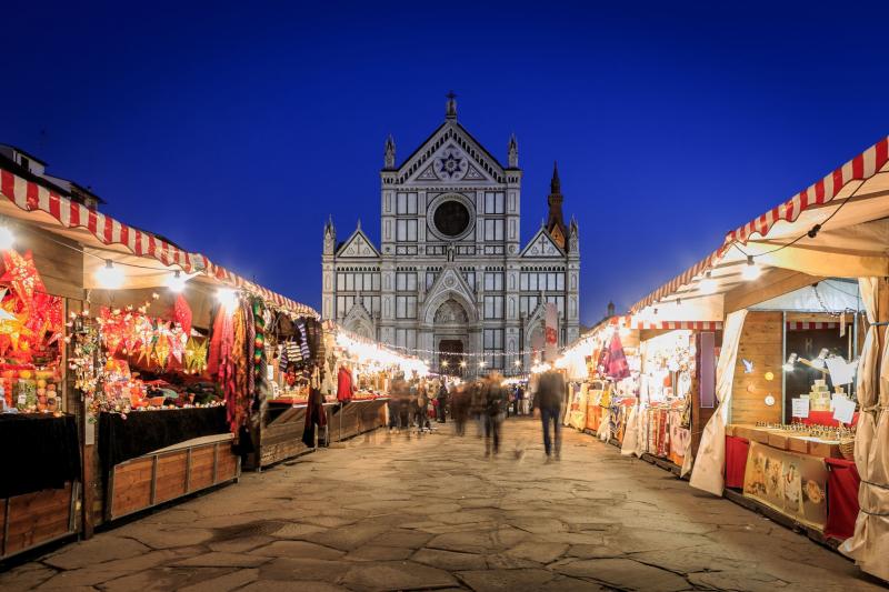 Santa Croce Christmas market view, Florence