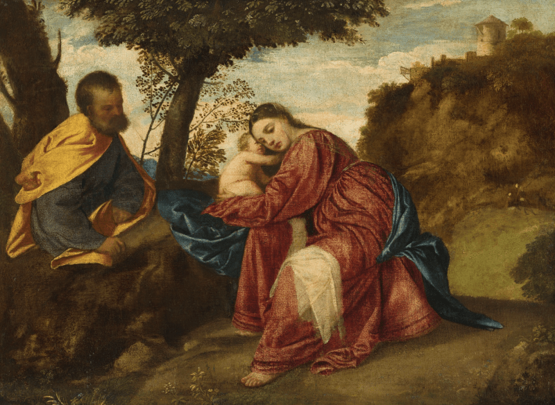  Tiziano Vecellio, called Titian (circa 1485/90-1576), The Rest on the Flight into Egypt