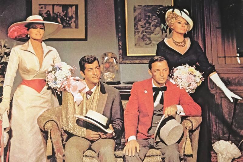 Dean Martin and Frank Sinatra with Ursula Andress and Anita Ekberg