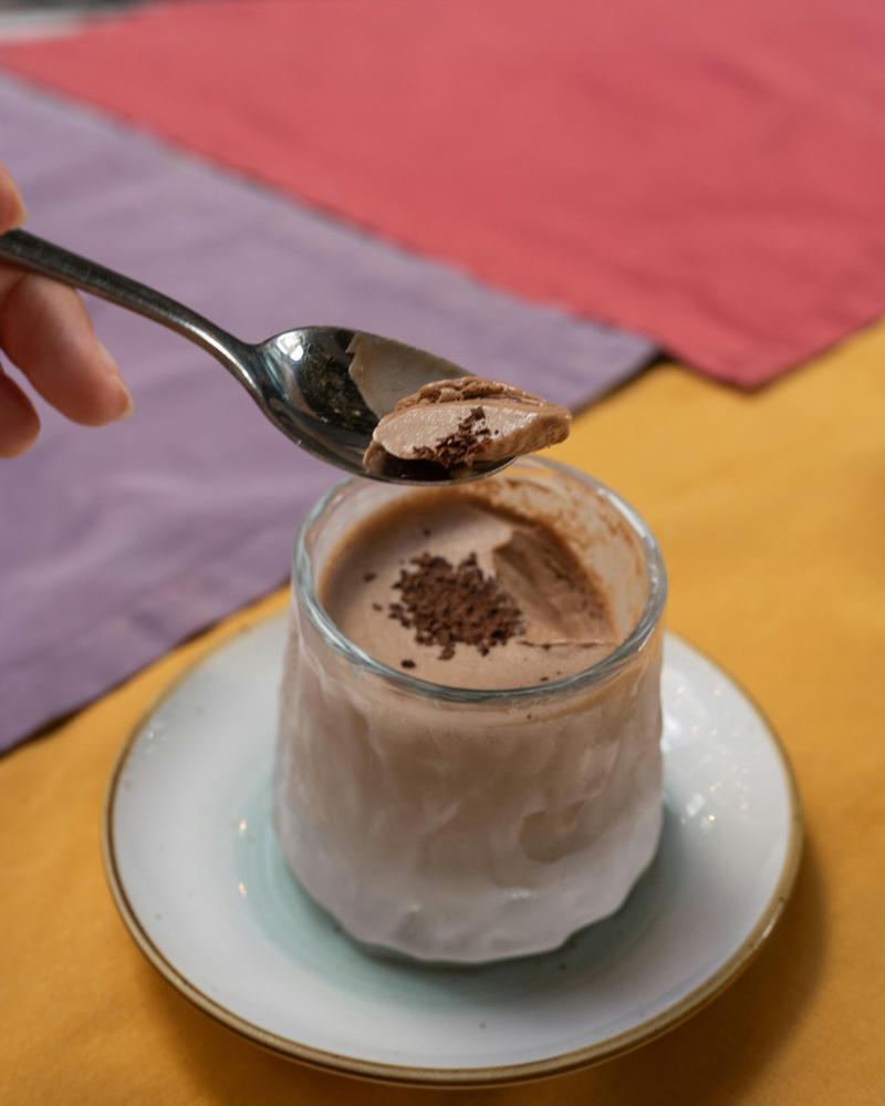 Caffe in forchetta served with a spoon