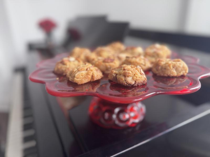 baci di assisi on a red tray