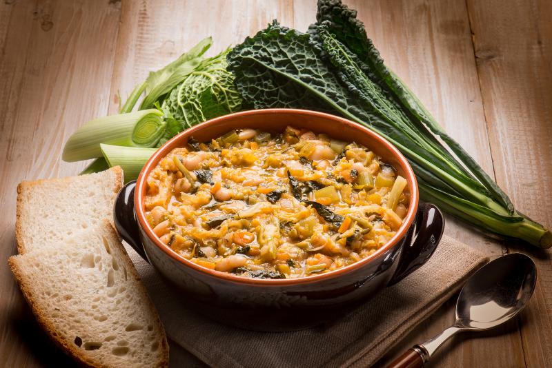 Dish of Ribollita, traditional Tuscan soup