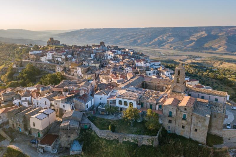 View of the village of Grottole in Basilicata Southern Italy