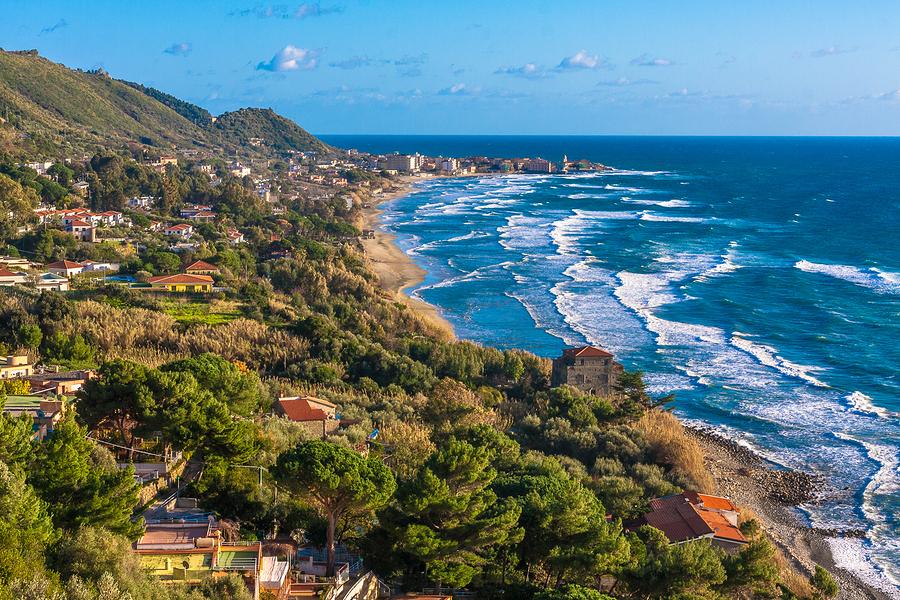 The coast at Acciaroli near Pollica, in Cilento